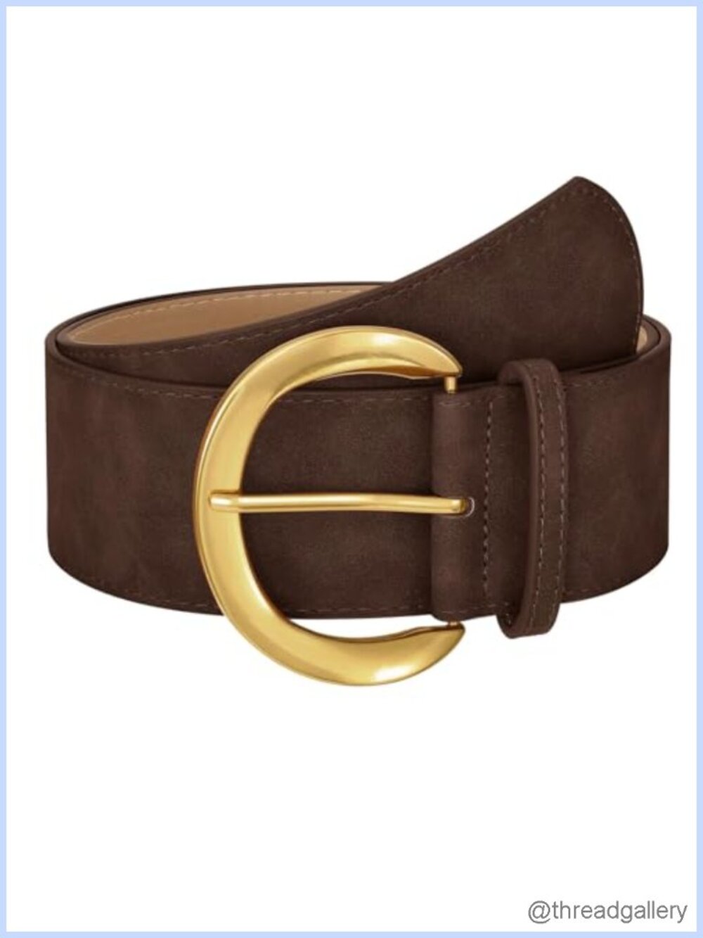 Faux Suede Wide Belt for Dresses with Gold Buckle